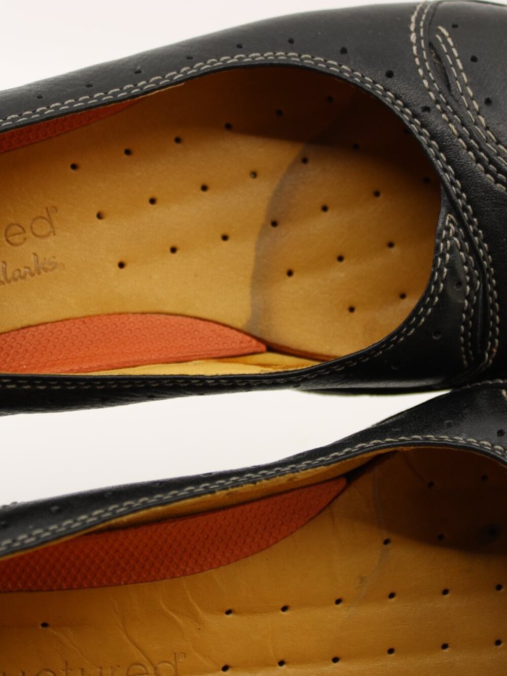 Clarks structured Women Wedge Shoes 8M Black Leather Cushion Casual - Picture 5 of 7